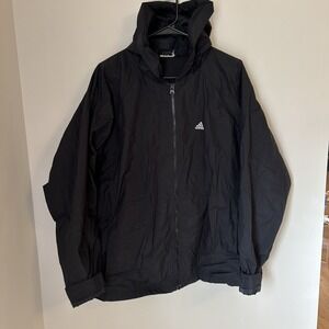 Adidas Black Full Zip Lightweight Insulated Hooded Windbreaker‎ Jacket Vintage